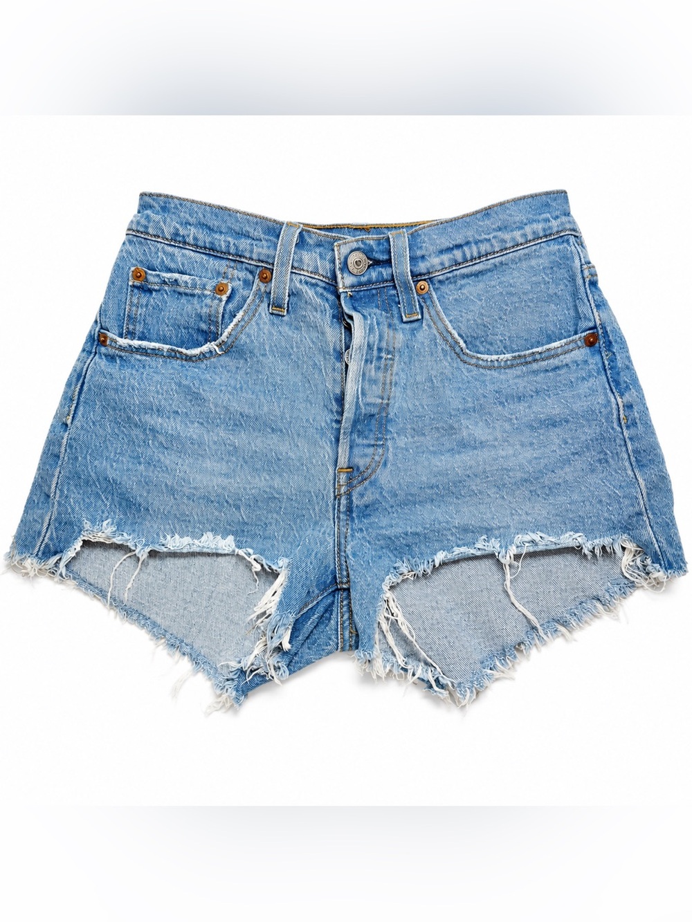 Levi's Light Blue Original Denim | Cut Off Shorts | Frayed Hem| W26 | Classic